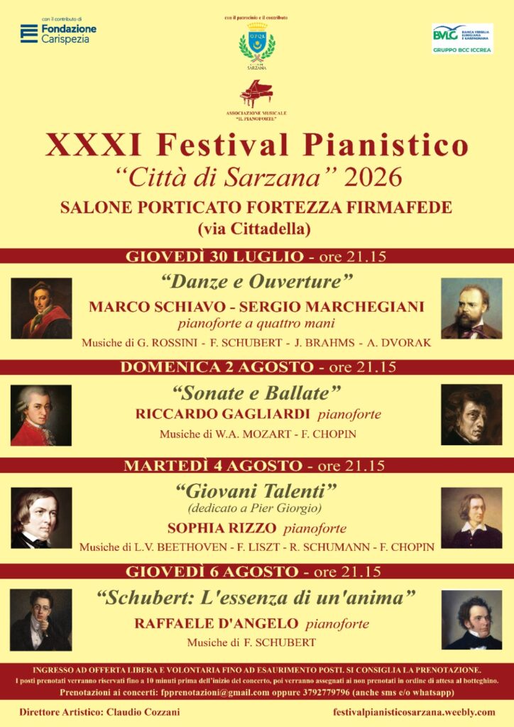 XXXI Festival Pianistico Città di Sarzana - locandina evento